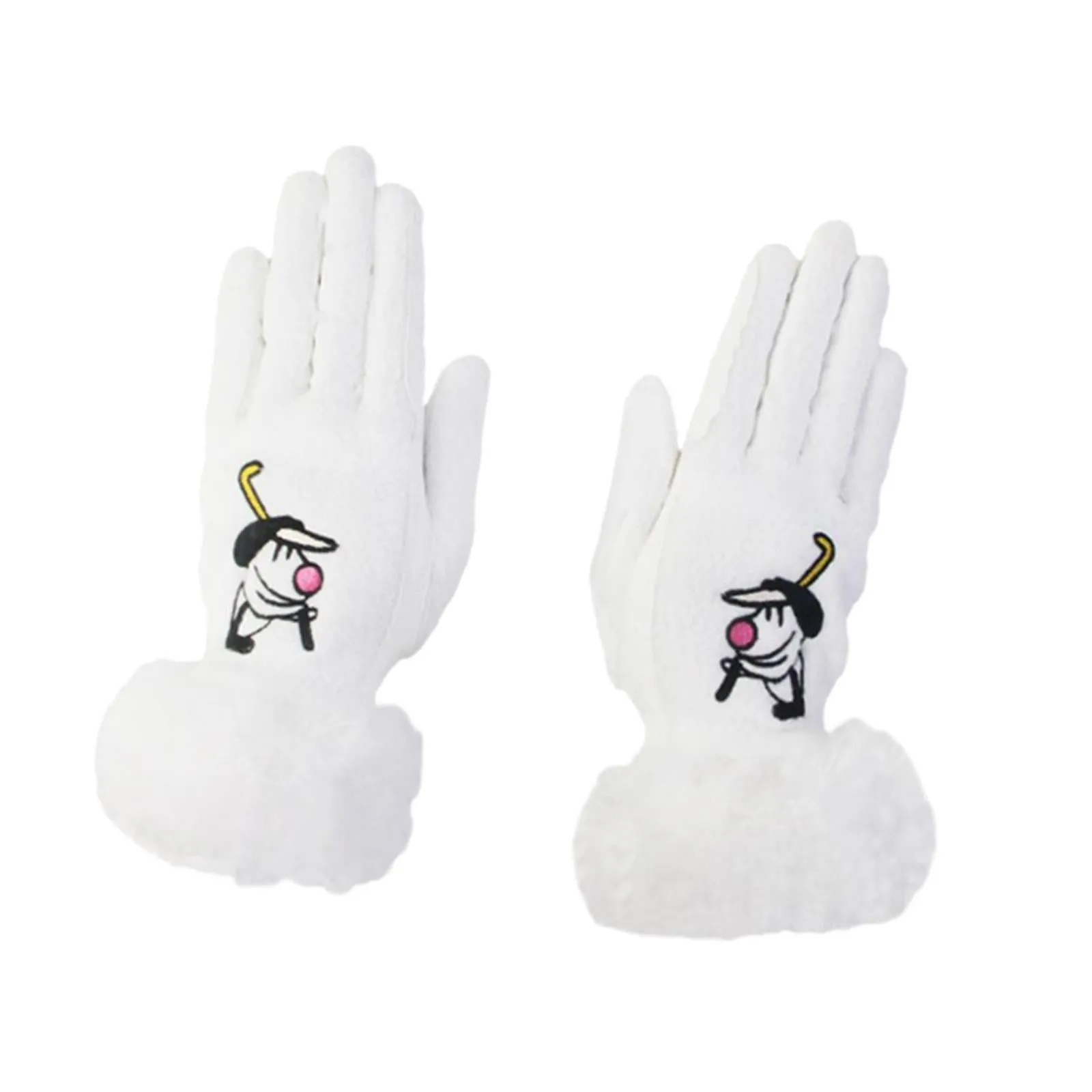 1 Pair of Golf Gloves Winter Training Gloves Mitts for Fishing Biking Hiking White 19