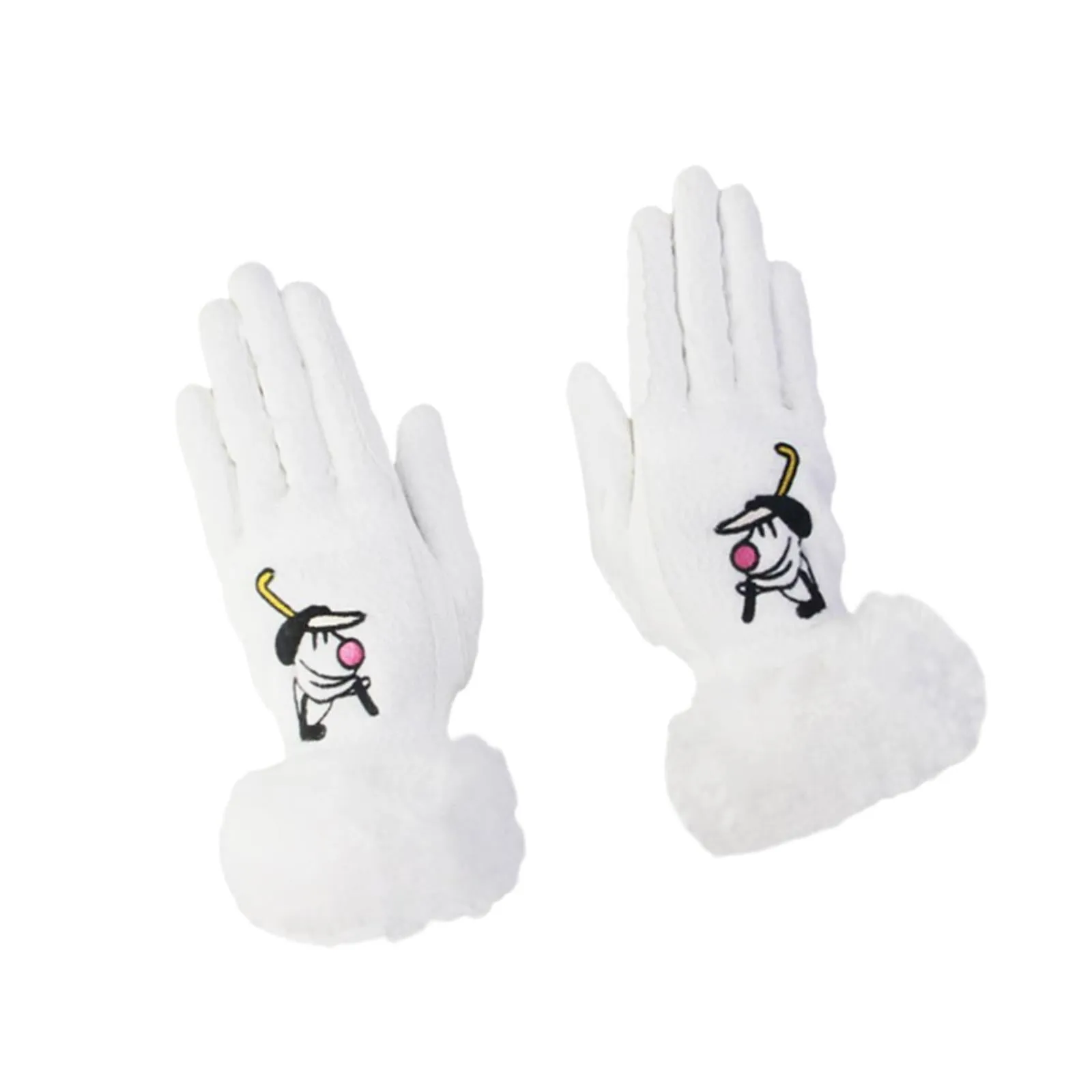 1 Pair of Golf Gloves Winter Training Gloves Mitts for Fishing Biking Hiking White 19