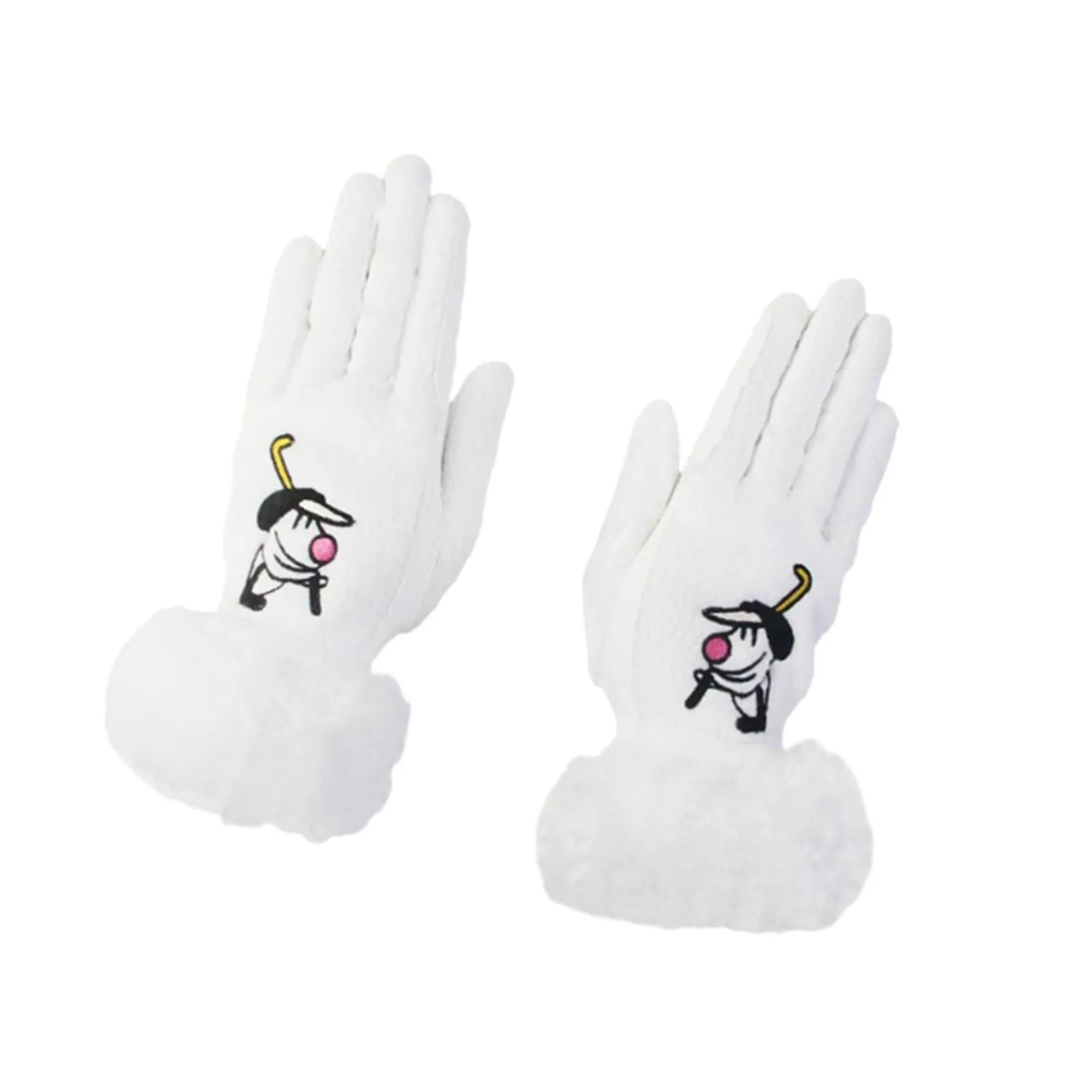 1 Pair of Golf Gloves Winter Training Gloves Mitts for Fishing Biking Hiking White 19