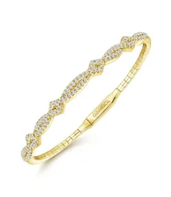 14K Yellow Gold Twisted Diamond Bangle