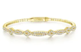 14K Yellow Gold Twisted Diamond Bangle