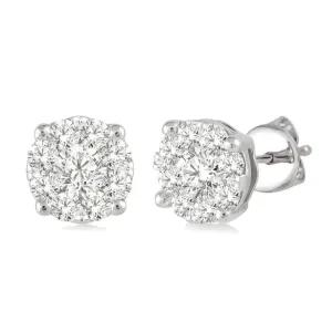 .35ctw Diamond Cluster Stud Earrings