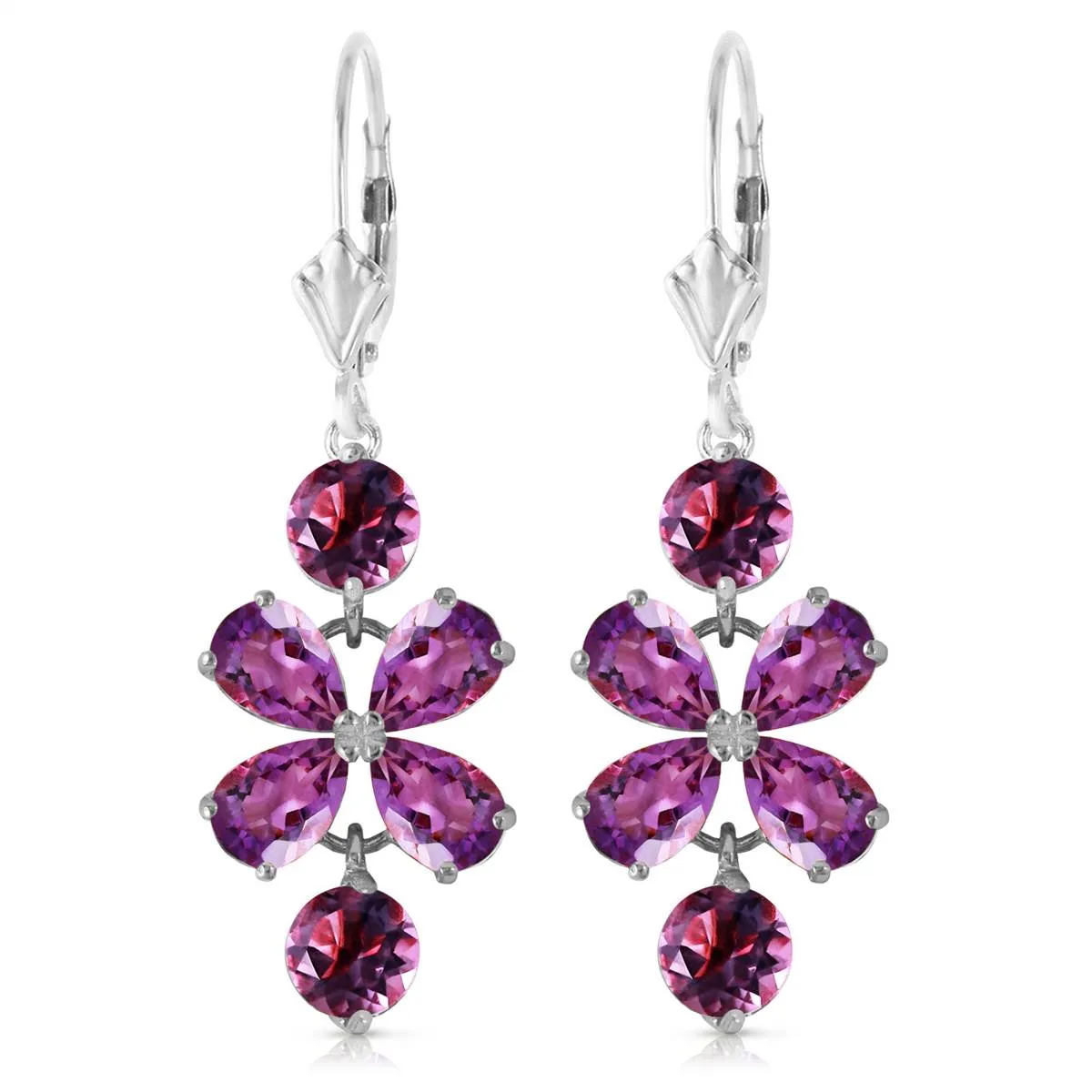 5.32 Carat 14K Solid White Gold Earthly Delight Amethyst Earrings