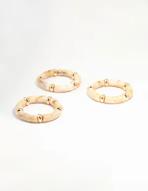 Acrylic & Gold Stretch Bracelets 3-Pack