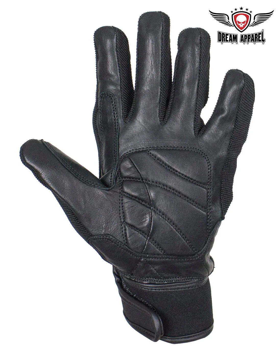 All Black Leather Motorcycle Gloves