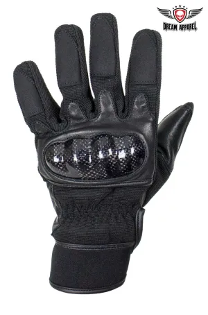 All Black Leather Motorcycle Gloves