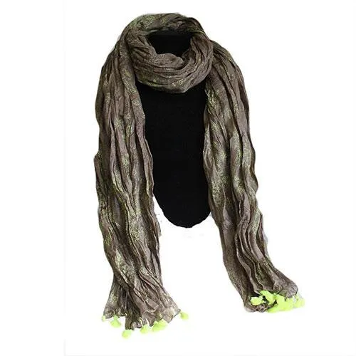 Antique Tasseled Scarf - Moss