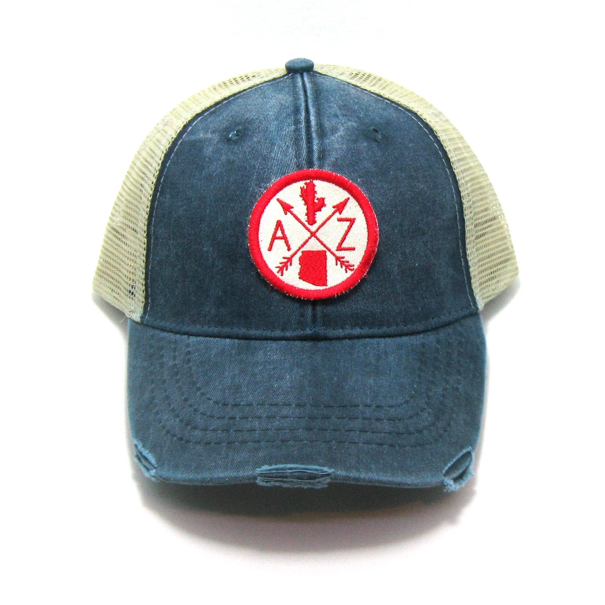 Arizona Hat - Distressed Snapback Trucker Hat - Arizona Arrow Compass