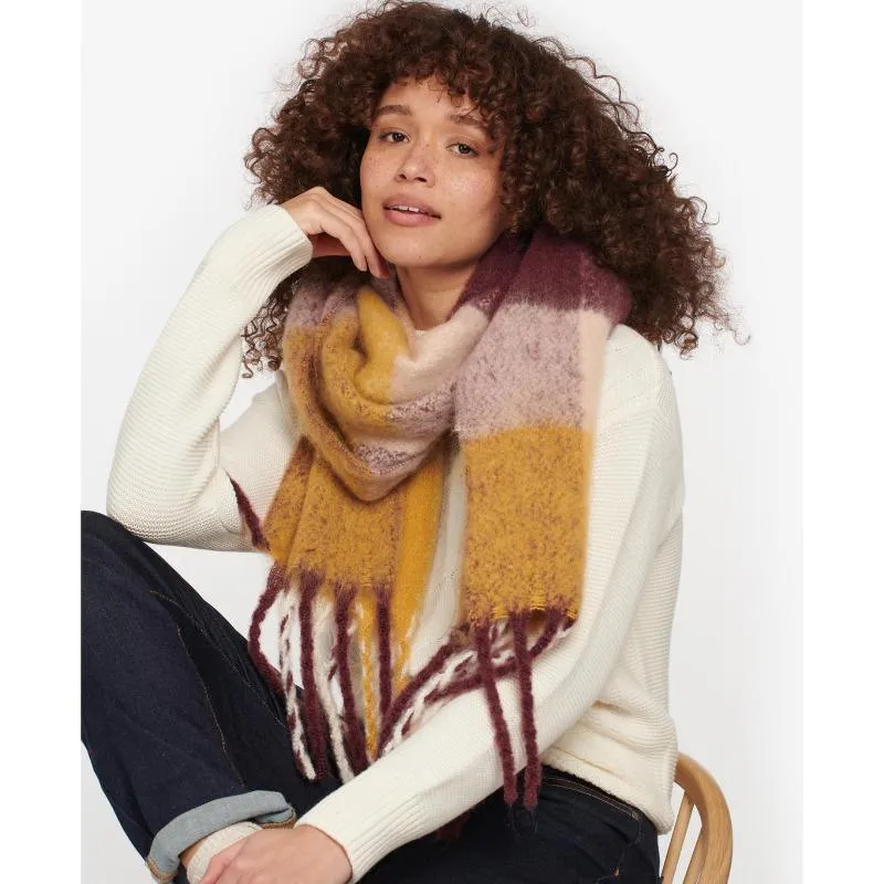 Barbour Bilton Ladies Boucle Scarf - Elderberry/Honey