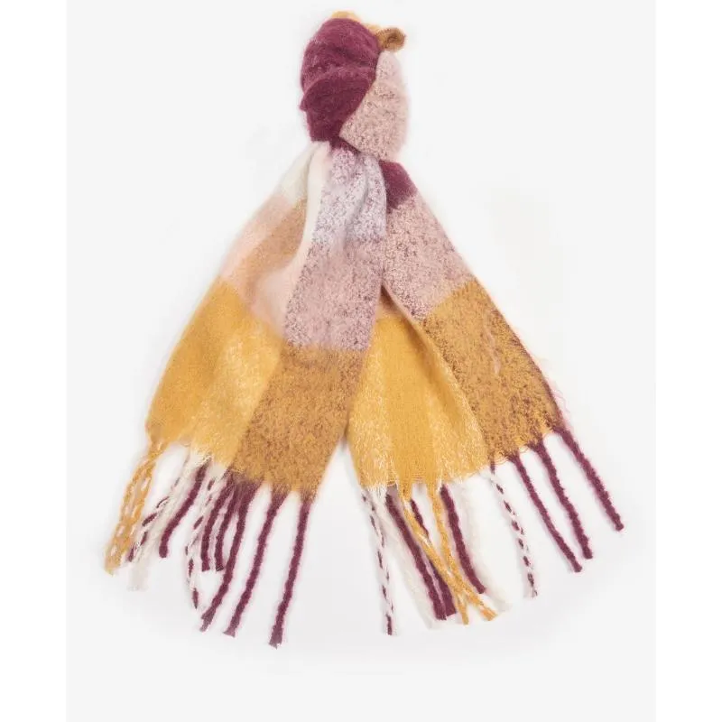 Barbour Bilton Ladies Boucle Scarf - Elderberry/Honey