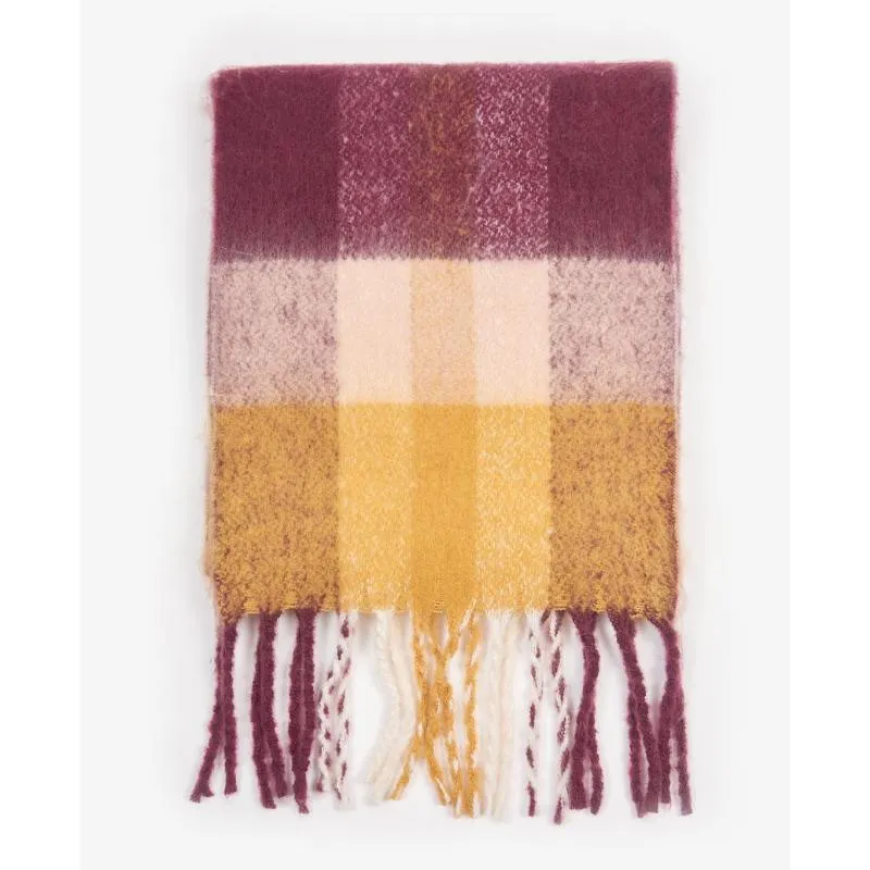 Barbour Bilton Ladies Boucle Scarf - Elderberry/Honey