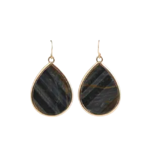 Barse Teardrop Statement Earring-Blue Tiger Eye