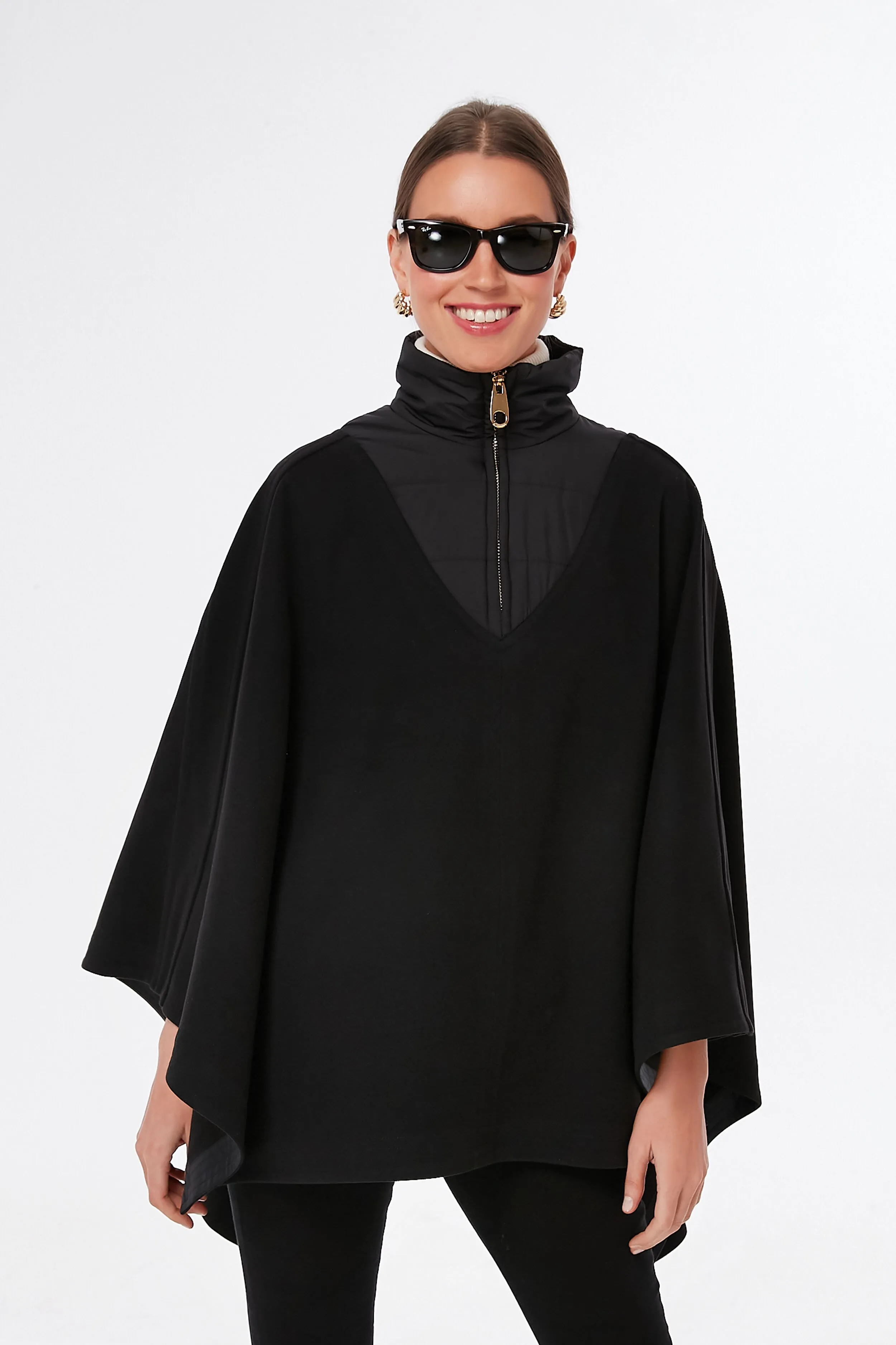 Black High-Neck Poncho