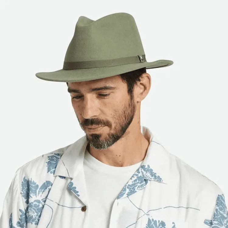 Brixton Messer Packable Fedora - Olive Surplus