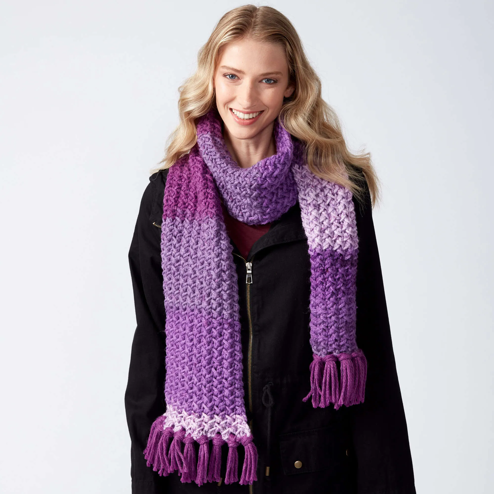 Caron Knit Herringbone Texture Scarf