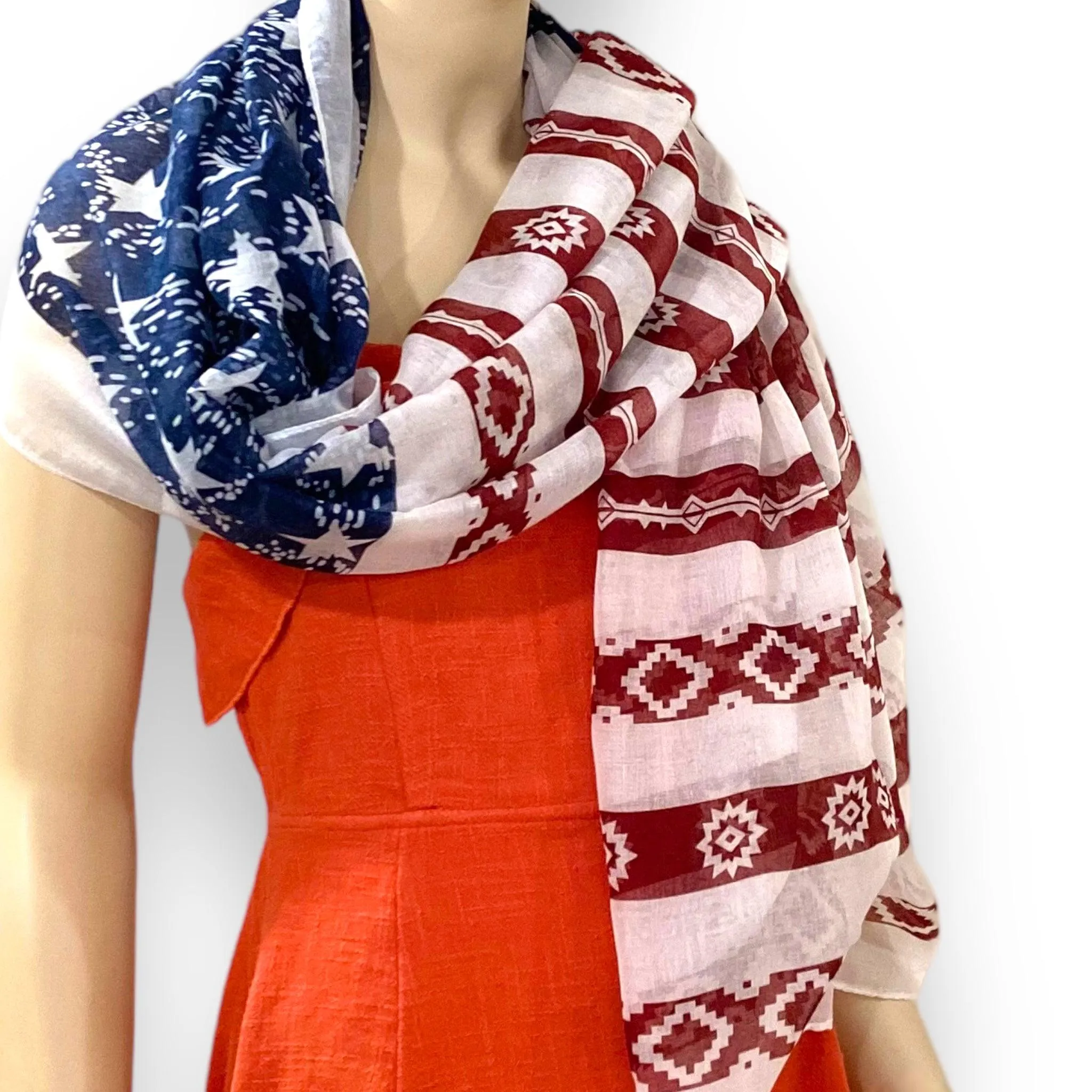 Colorful Lightweight Patriotic Shawl