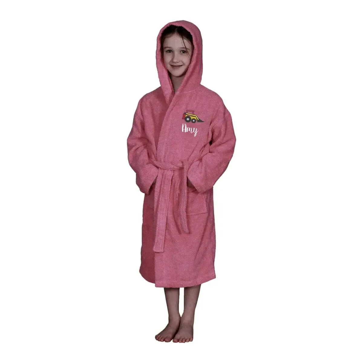 Comfy Children's Hooded Bathrobe with Digger Logo