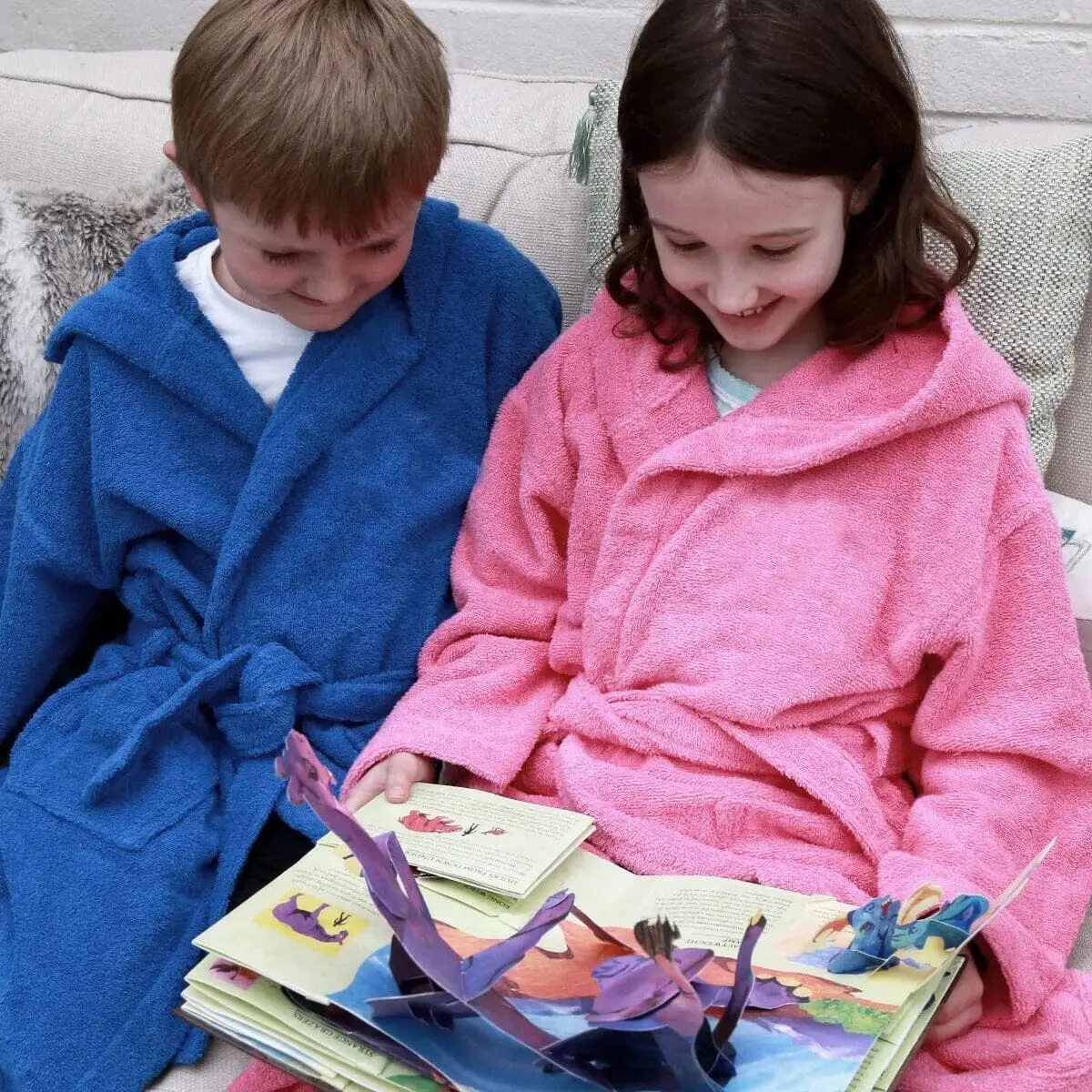 Comfy Children's Hooded Bathrobe with Digger Logo