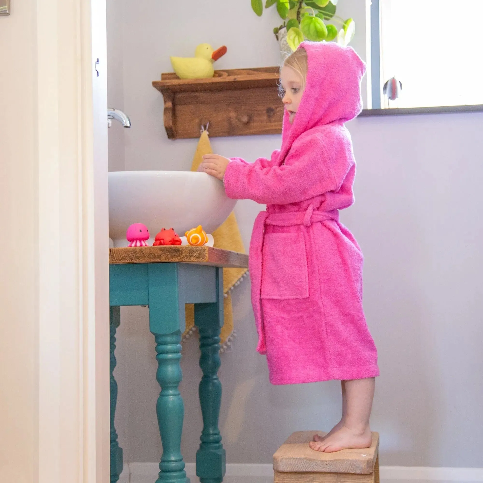 Comfy Children's Hooded Bathrobe with Digger Logo