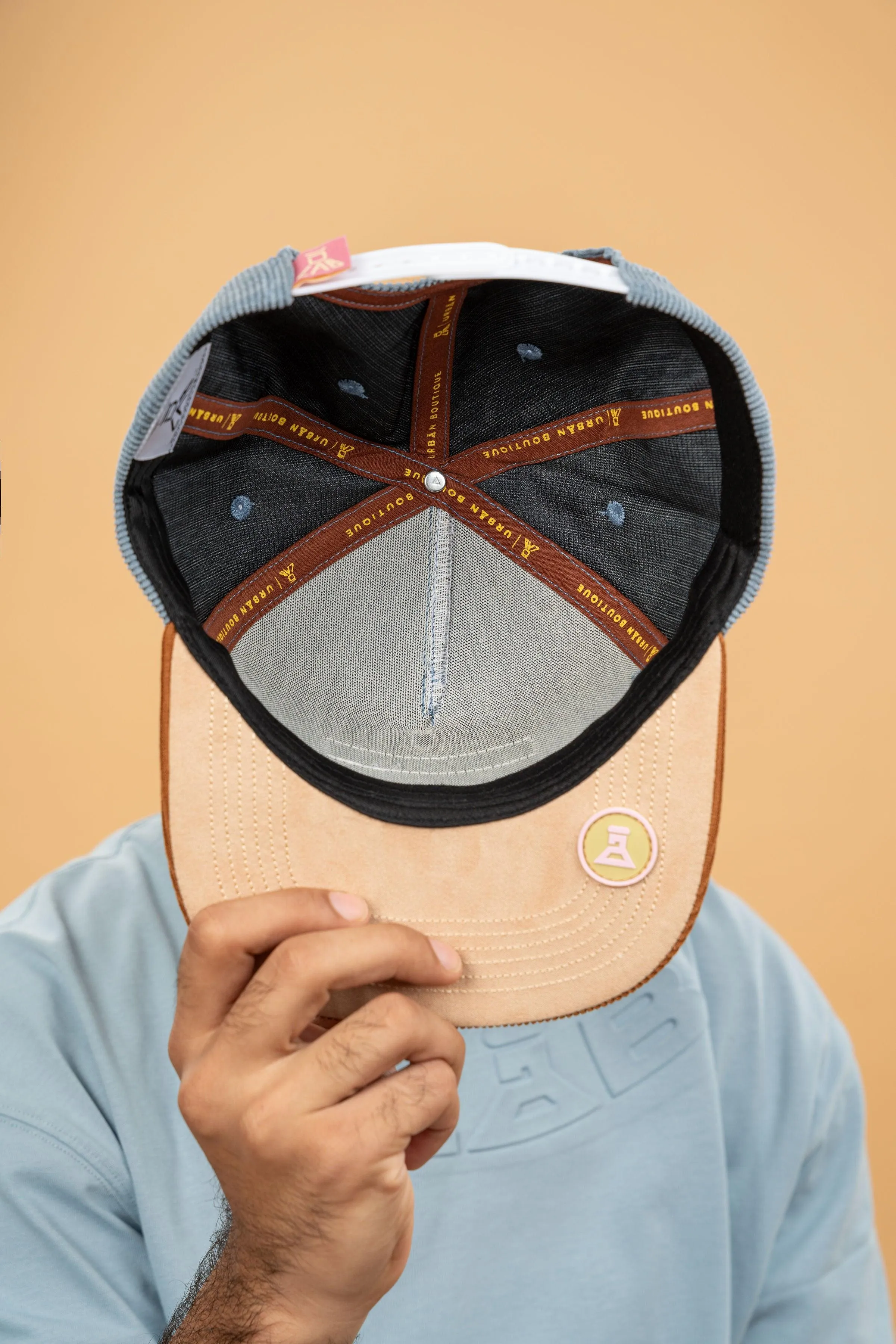 DLAB Corduroy Flat 5 Panel SnapBack Blue/Brown