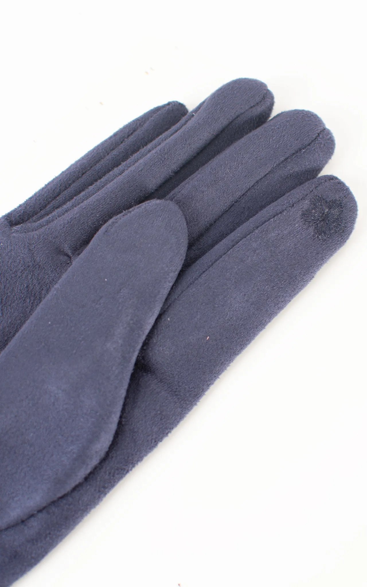 Faux Suede Plain Gloves | Navy