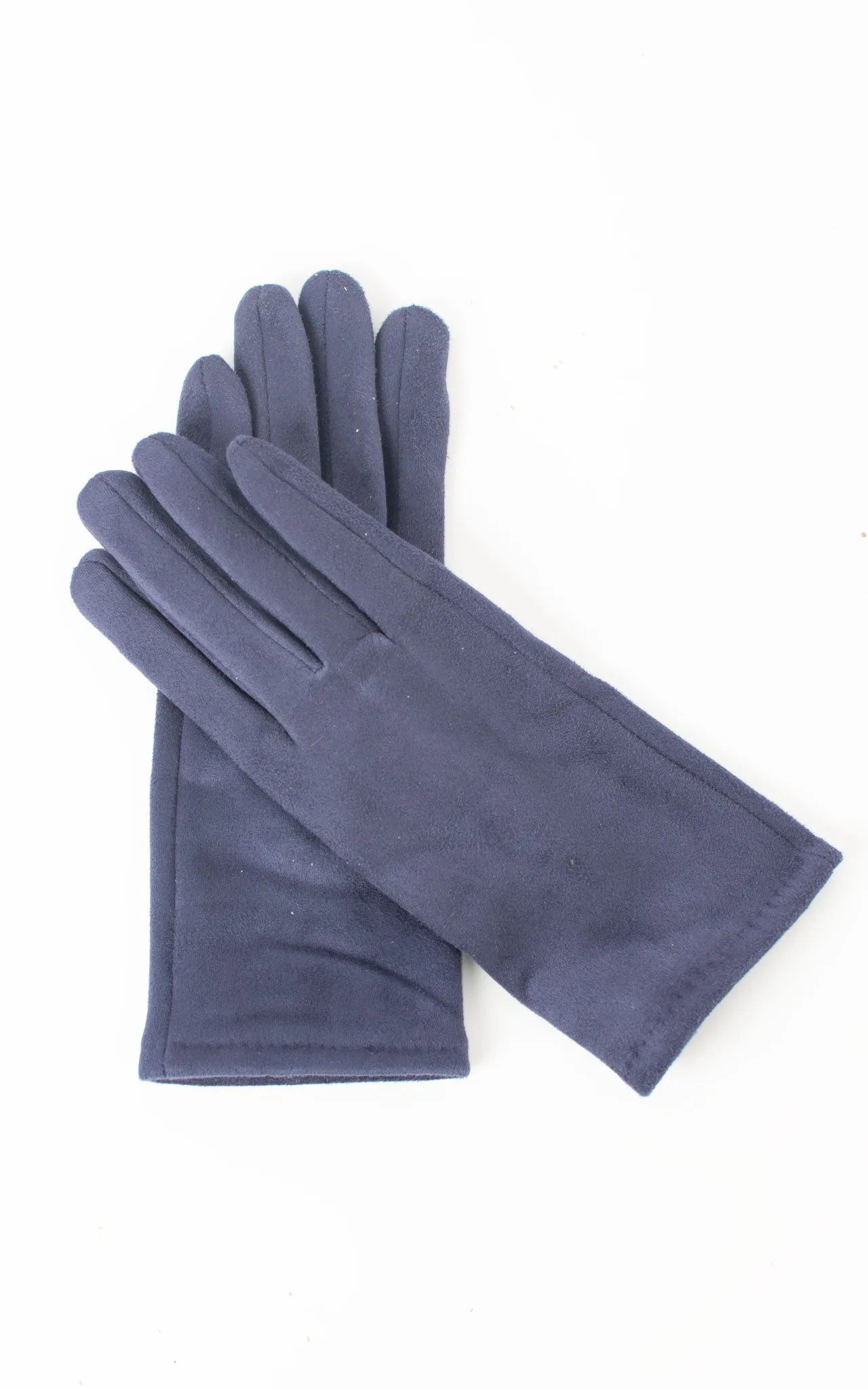 Faux Suede Plain Gloves | Navy