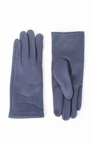 Faux Suede Plain Gloves | Navy