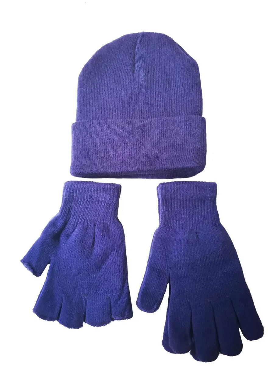 Gloves , Fingerless Gloves and Beanie Set