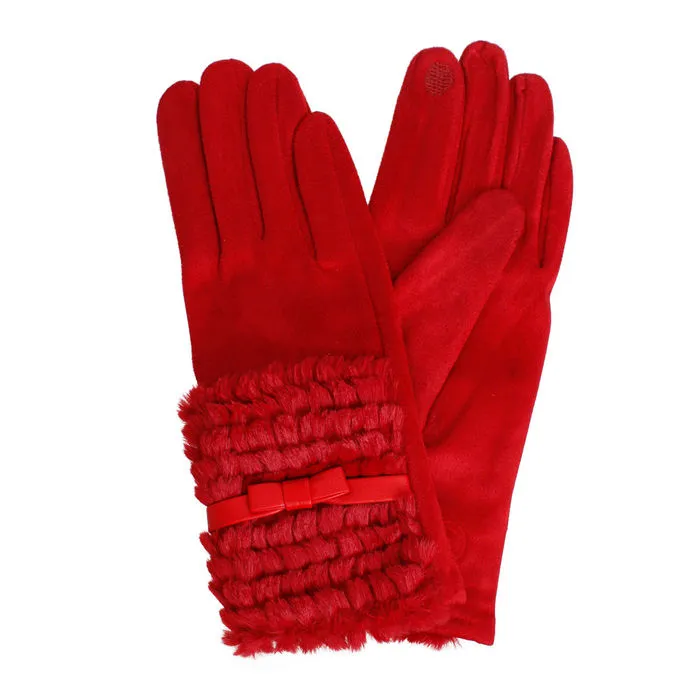 Gloves Ribbon Fur Winter Gloves for Women