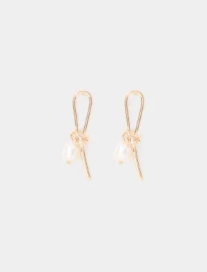 Maxine Metal Knot Pearl Earrings