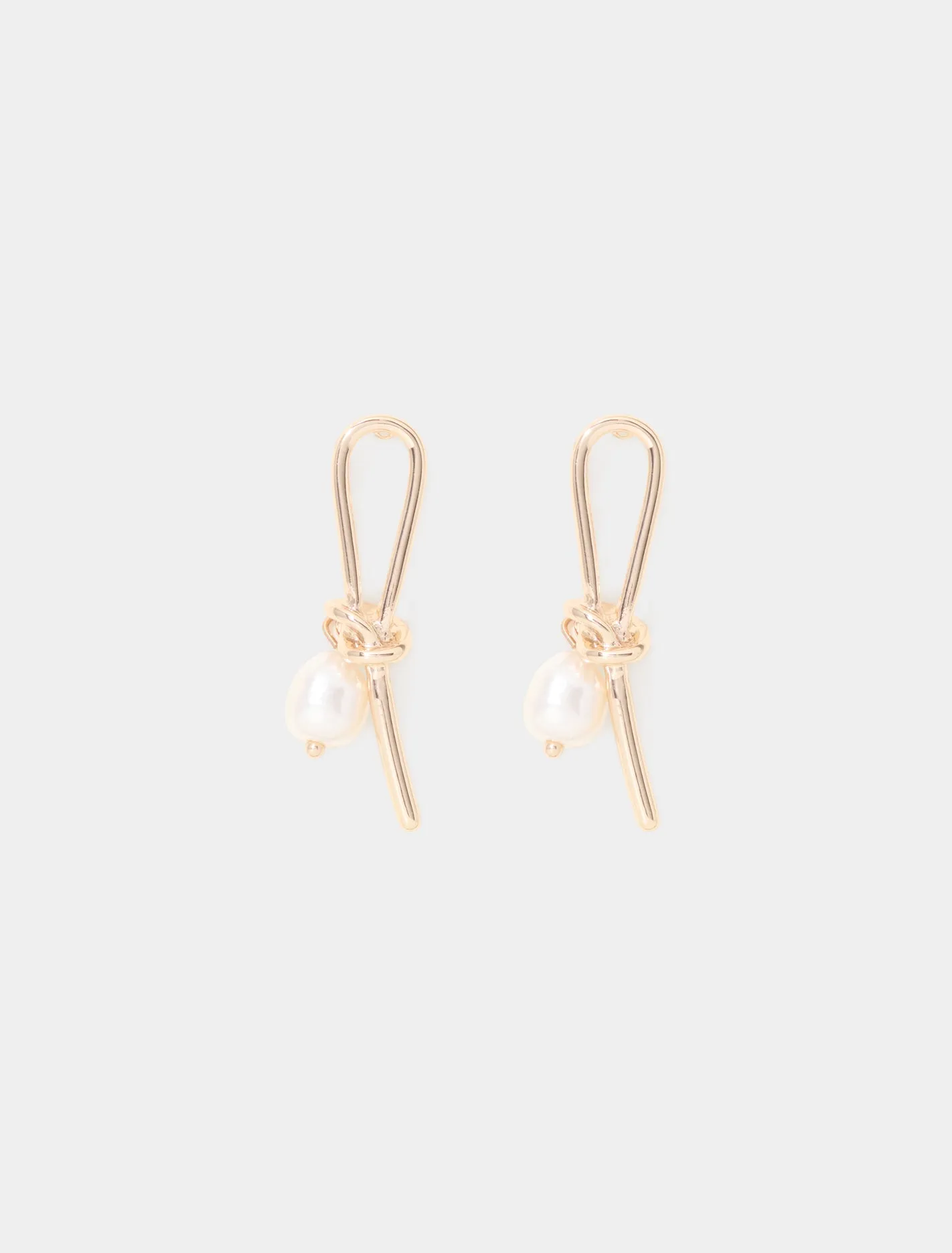 Maxine Metal Knot Pearl Earrings