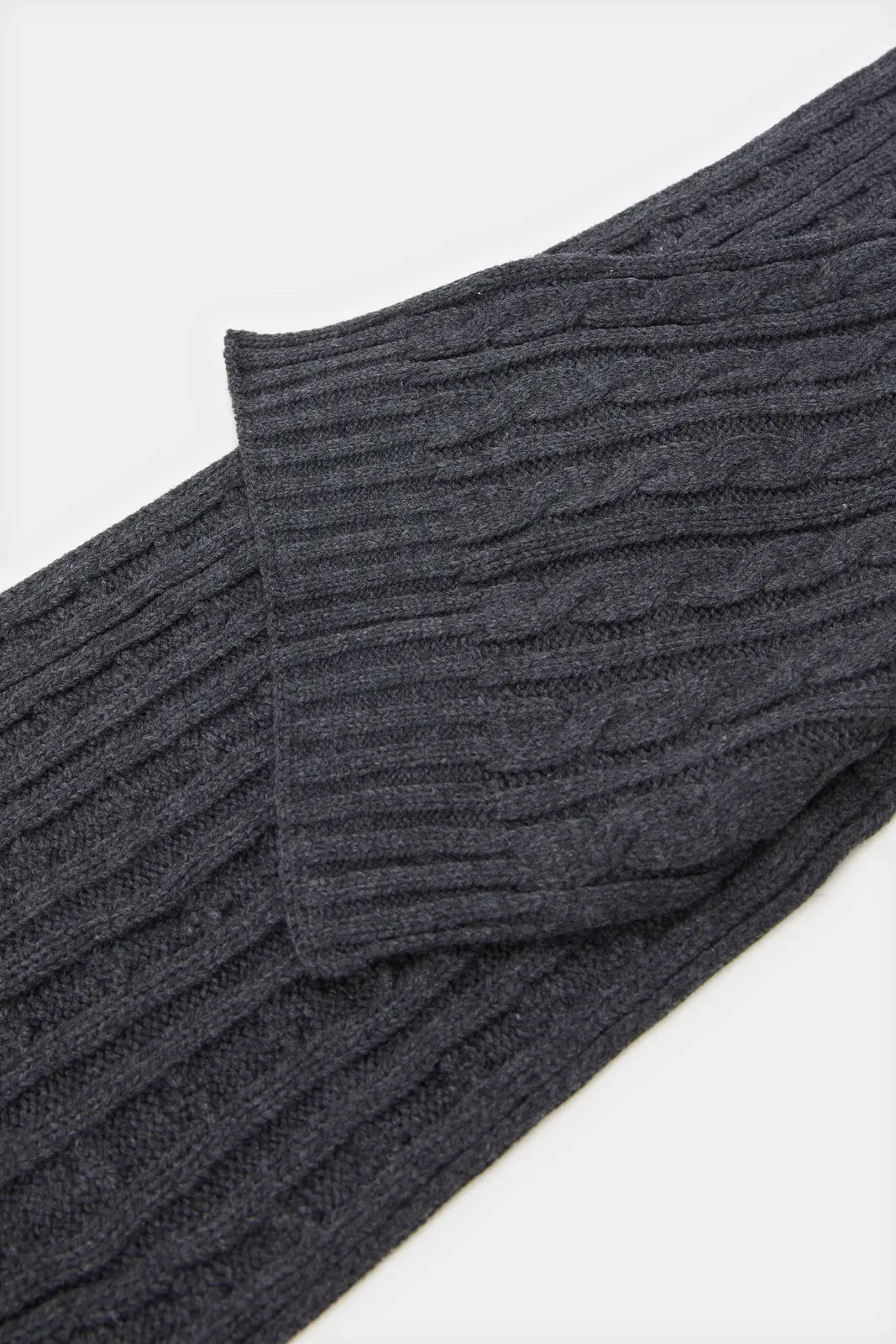 Men Charcoal Textured Knitted Scarf