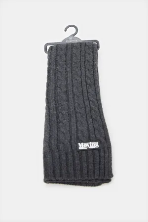 Men Charcoal Textured Knitted Scarf