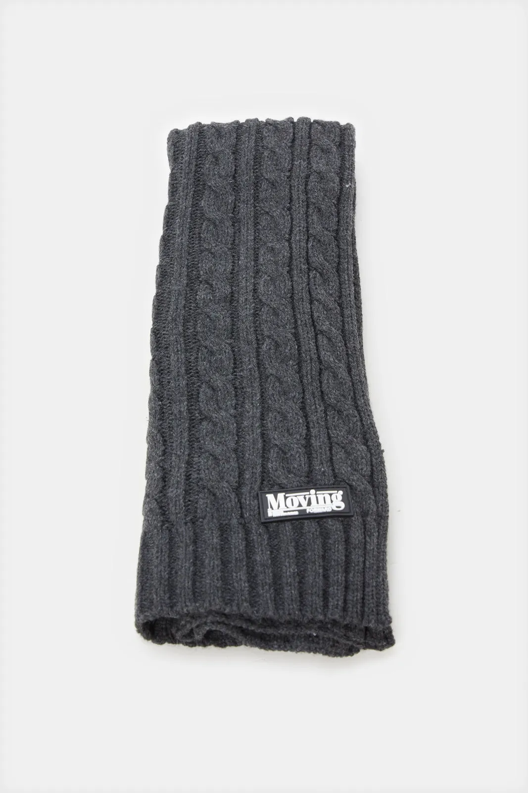 Men Charcoal Textured Knitted Scarf