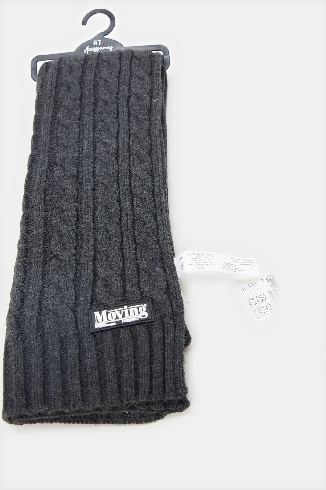 Men Charcoal Textured Knitted Scarf