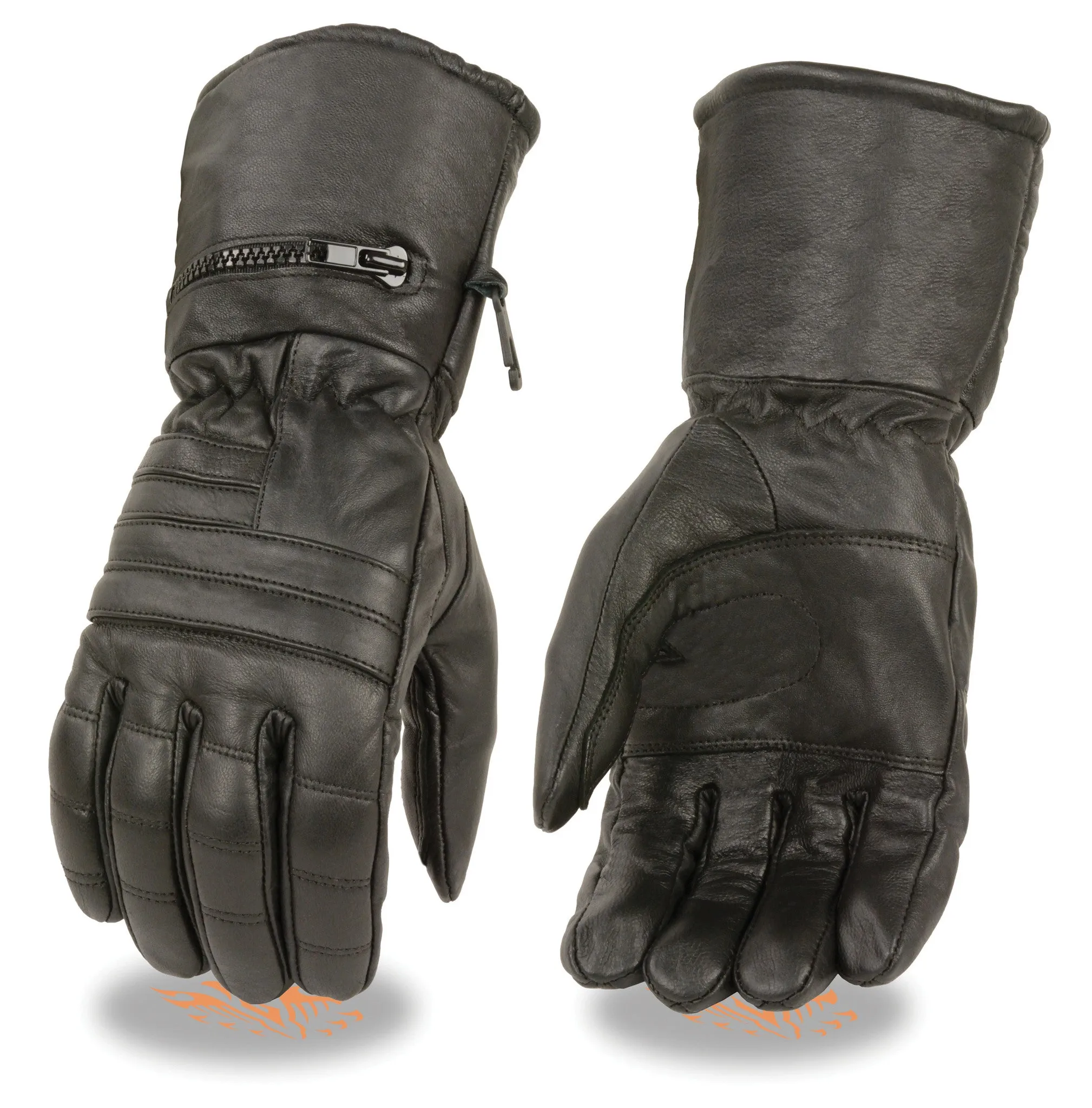 Motorcycle men's butter soft Guantlet Long leather gloves with rainmitton