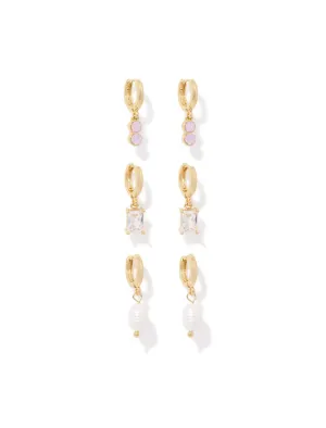 Natalia Stone Huggie Earrings Multi Pack