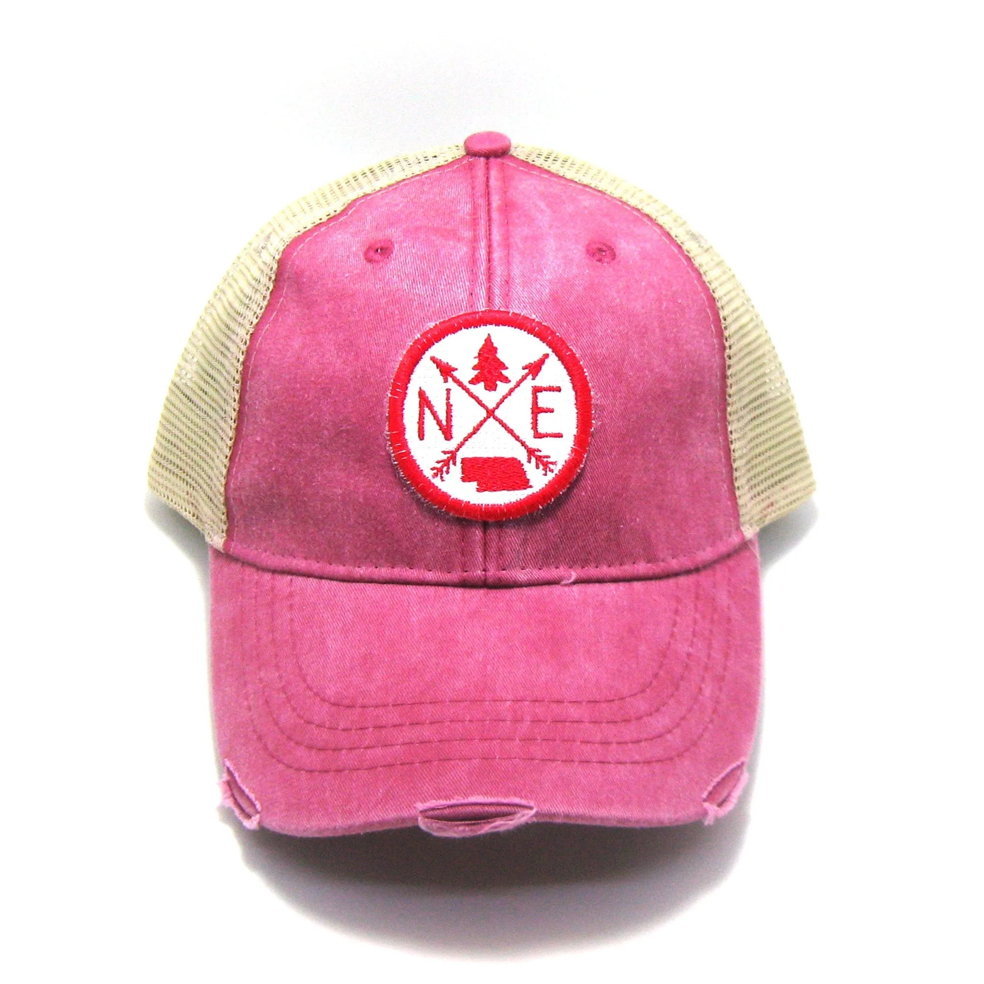 Nebraska Hat - Distressed Snapback Trucker Hat - Nebraska Arrow Compass