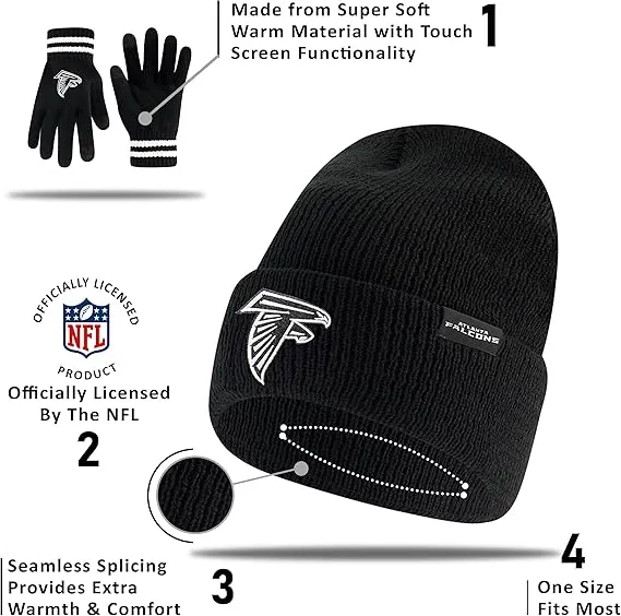 NFL Official Adults Super Soft Marled Winter Beanie Knit Hat with Extra Warm Touch Screen Gloves|New York Jets