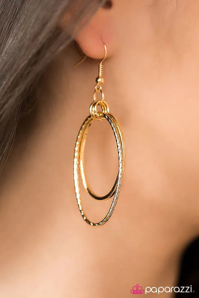 Paparazzi Earring ~ All Day Shine - Gold