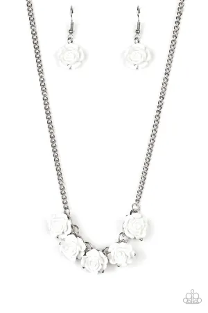 Paparazzi Garden Party Posh - White Flower Necklace