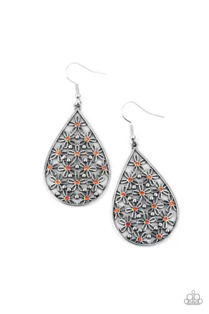 Paparazzi Tick, Tick, BLOOM! - Orange Earrings