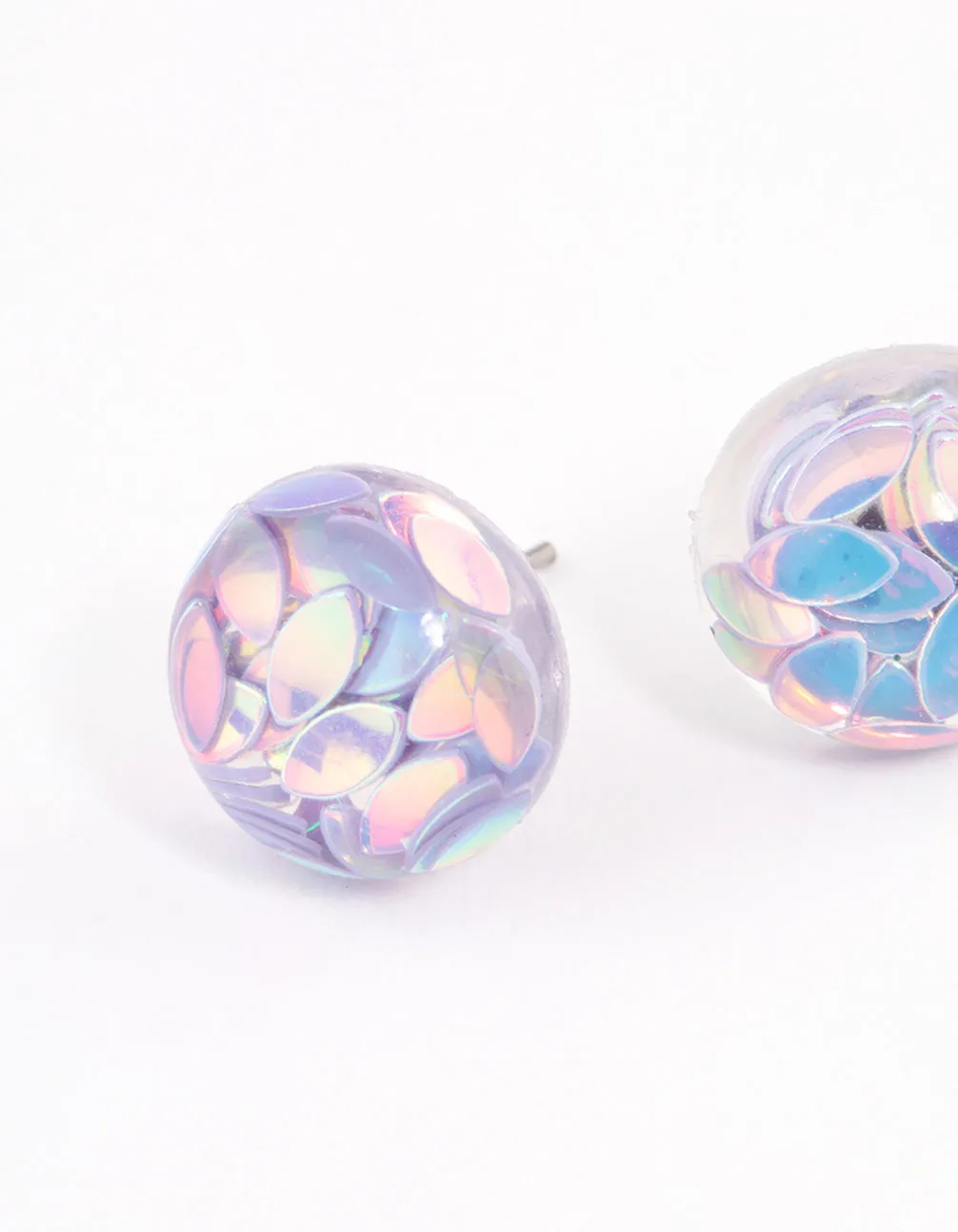 Pink Resin Petal Stud Earrings