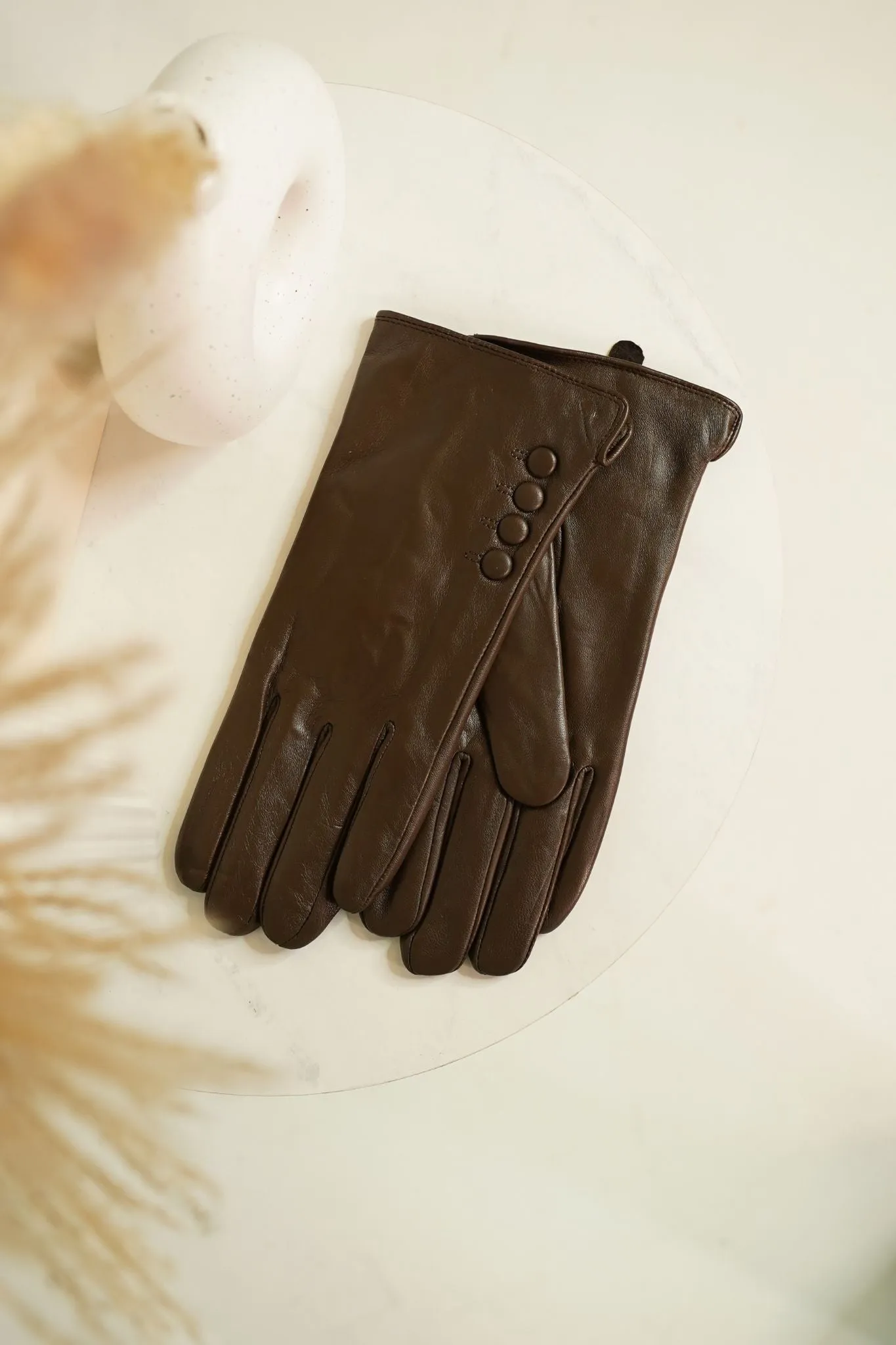 Polly Leather Gloves In Brown