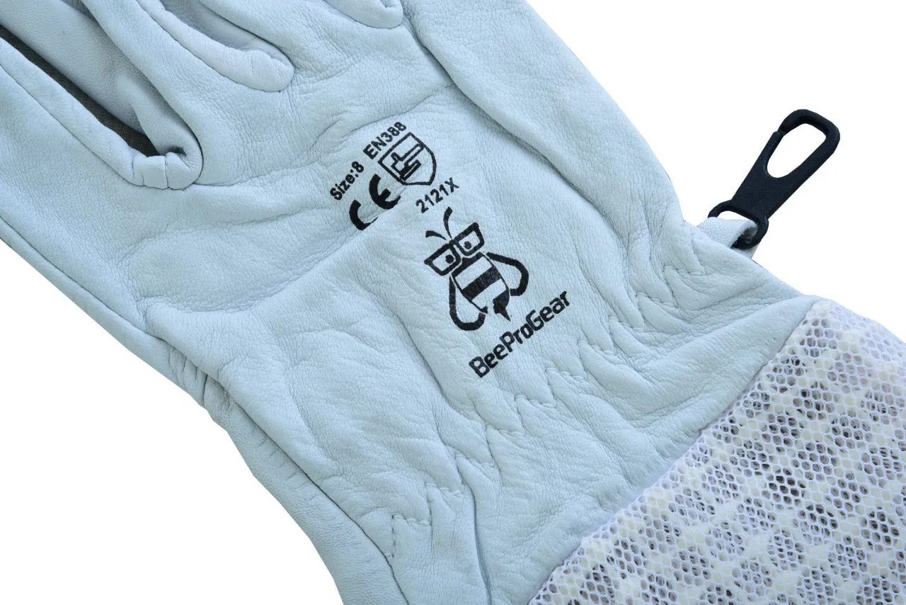 Premium Goat Skin Beekeeper Gloves | Sting-Proof Durability for Beekeeping Suit & Jacket | White