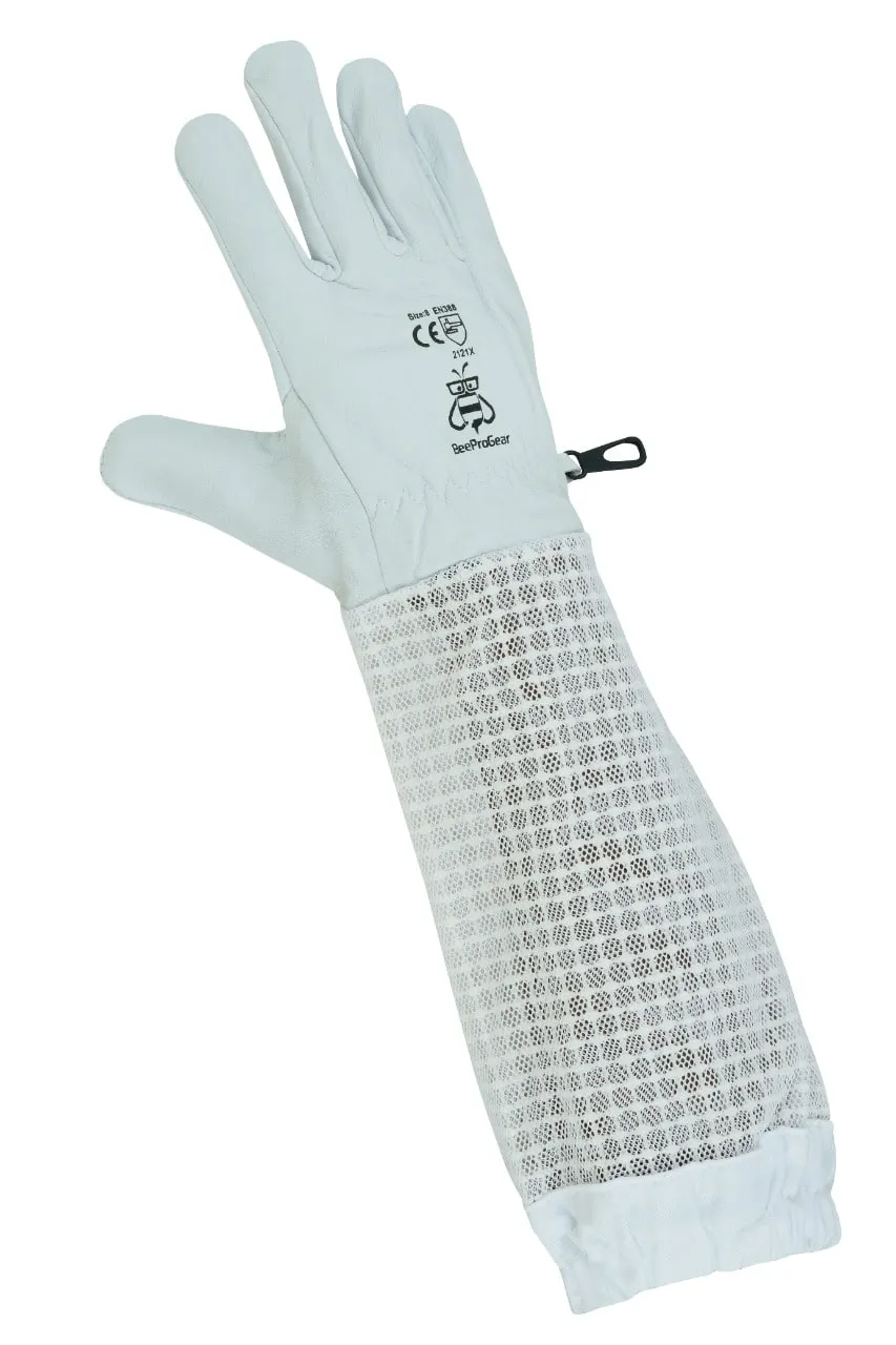 Premium Goat Skin Beekeeper Gloves | Sting-Proof Durability for Beekeeping Suit & Jacket | White