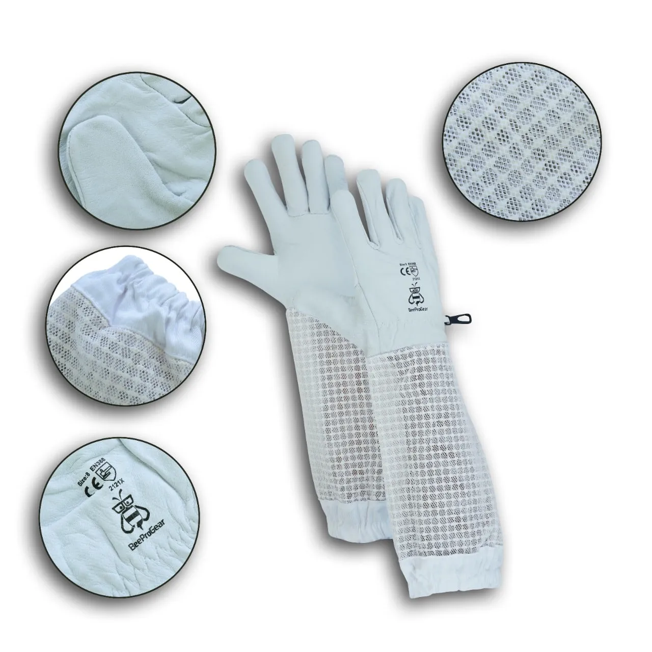 Premium Goat Skin Beekeeper Gloves | Sting-Proof Durability for Beekeeping Suit & Jacket | White