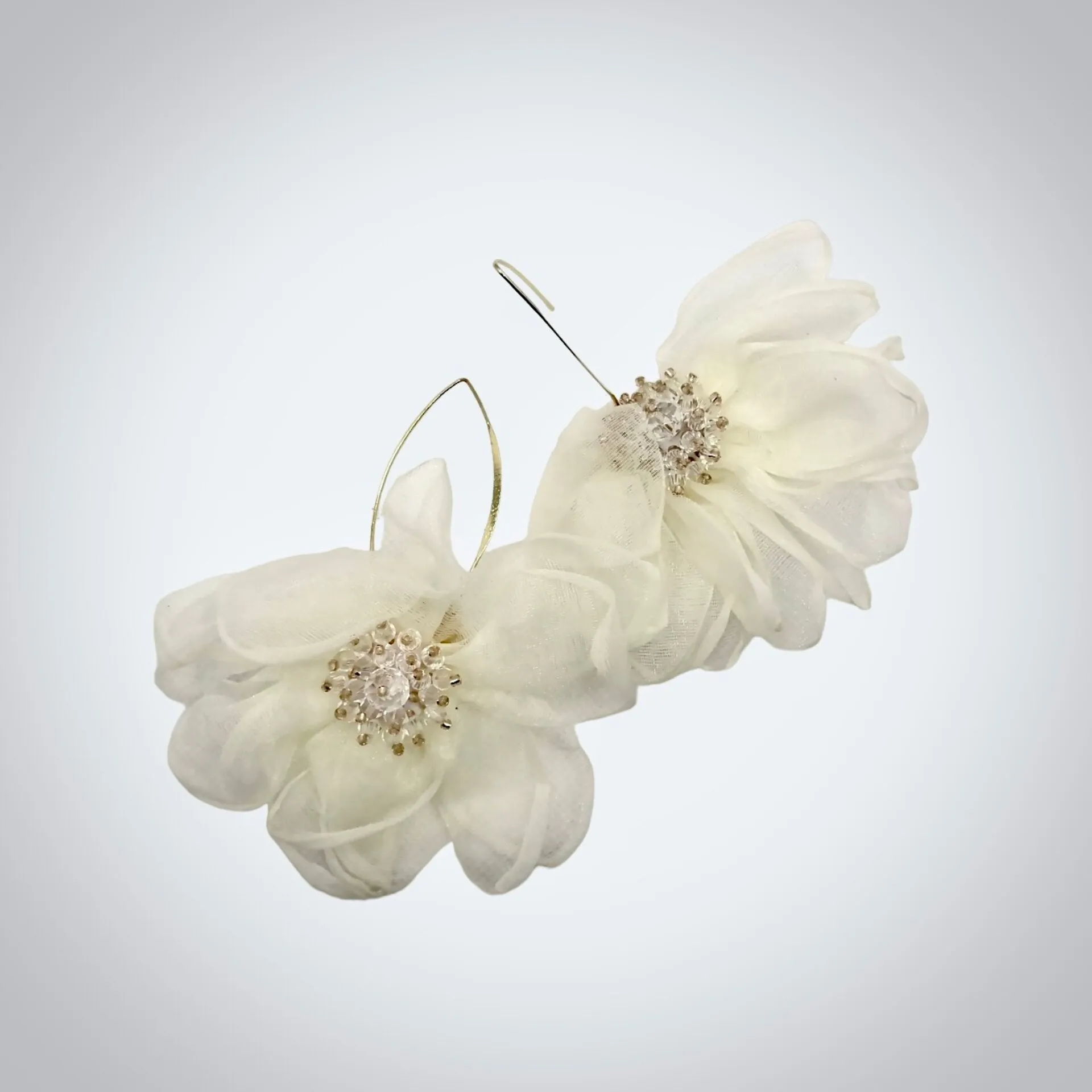 "Deborah" - Bohemian Silk Flowers Bridal Earrings