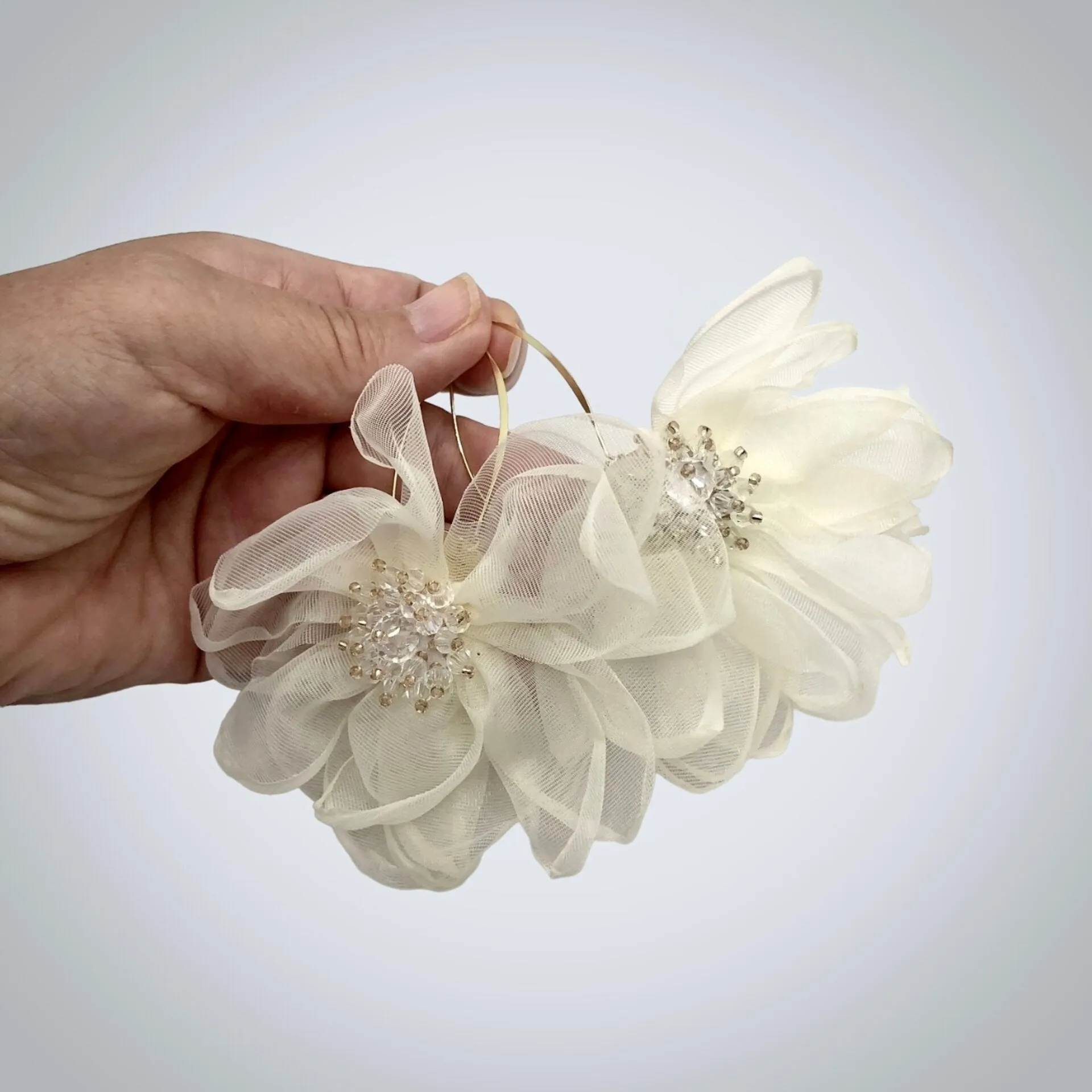 "Deborah" - Bohemian Silk Flowers Bridal Earrings