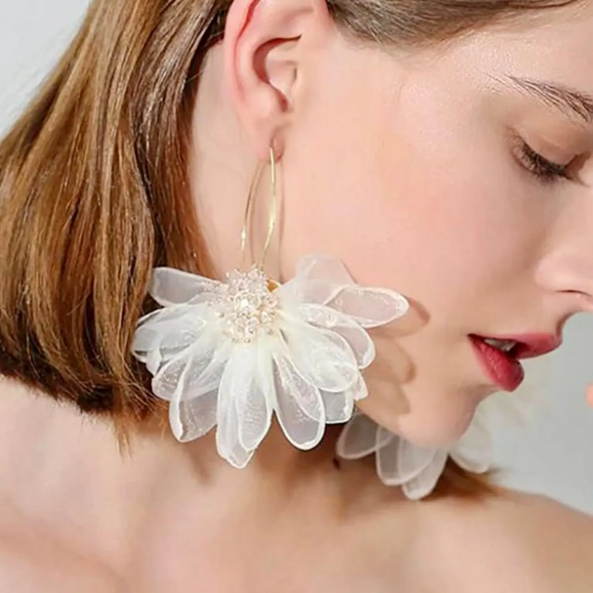 "Deborah" - Bohemian Silk Flowers Bridal Earrings